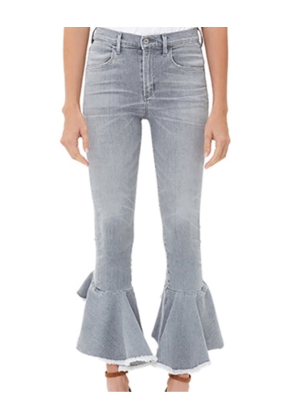 Citizens of Humanity Drew Flounce Jeans 27 Gray Ruffle Hem High Rise - Picture 1 of 4